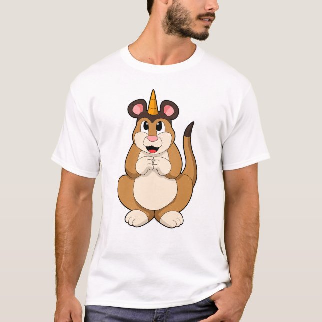 Meerkat mit Horn T-Shirt (Vorderseite)