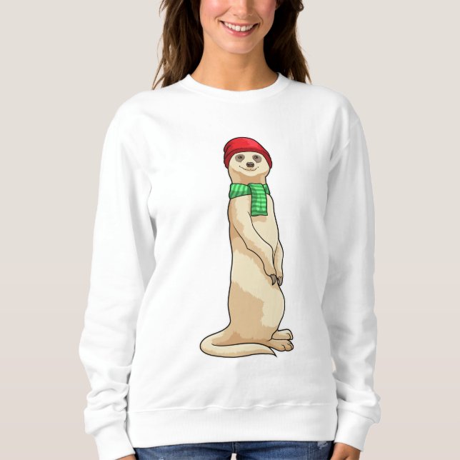 Meerkat mit Hut und Scarf Sweatshirt (Vorderseite)