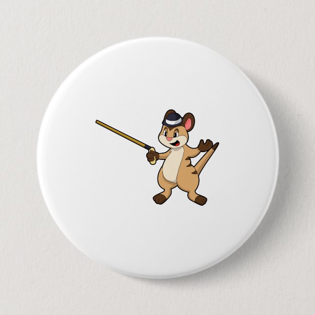Meerkat mit Hut & Walking-Stock Button (Vorderseite)
