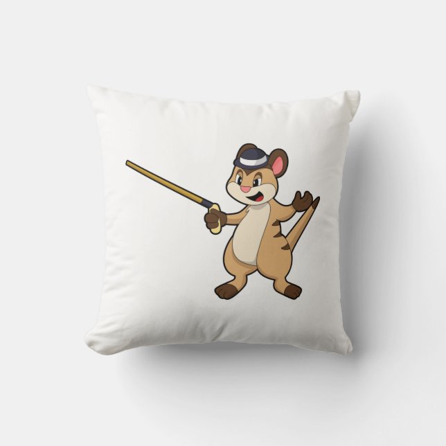 Meerkat mit Hut & Walking-Stock Kissen (Vorderseite)