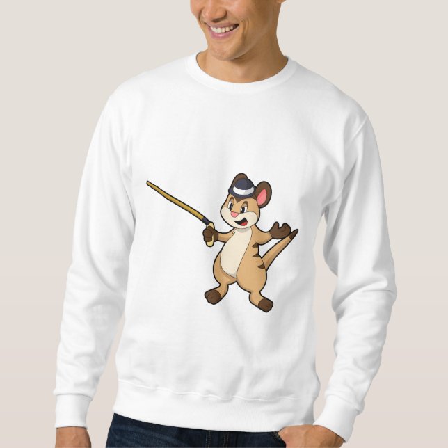 Meerkat mit Hut & Walking-Stock Sweatshirt (Vorderseite)