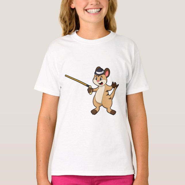 Meerkat mit Hut & Walking-Stock T-Shirt (Vorderseite)