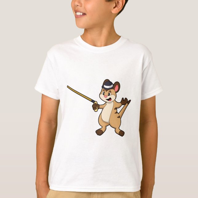Meerkat mit Hut & Walking-Stock T-Shirt (Vorderseite)