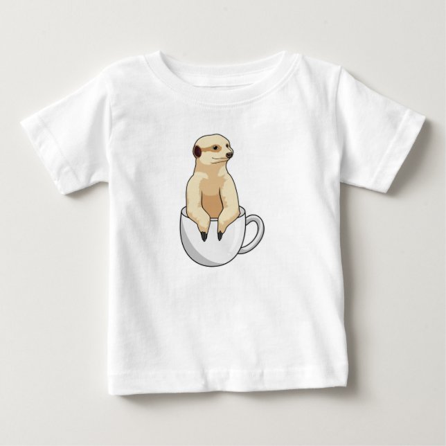 Meerkat mit Kaffee-Cup Baby T-shirt (Vorderseite)
