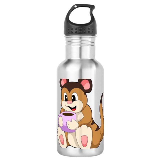 Meerkat mit Kaffee-Cup Edelstahlflasche (Vorderseite)