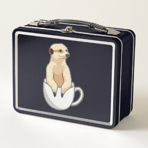 Meerkat mit Kaffee-Cup Metall Brotdose