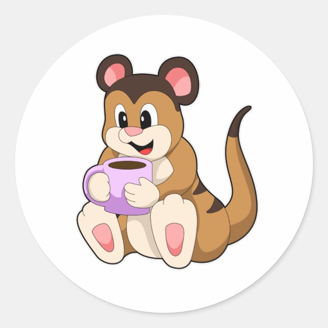 Meerkat mit Kaffee-Cup Runder Aufkleber (Vorderseite)