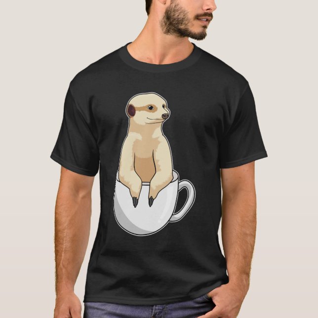 Meerkat mit Kaffee-Cup T-Shirt (Vorderseite)
