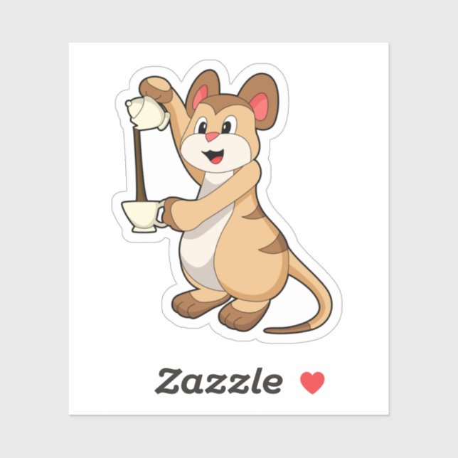 Meerkat mit Kaffeekanne und Kaffee.PNG Aufkleber (Blatt)