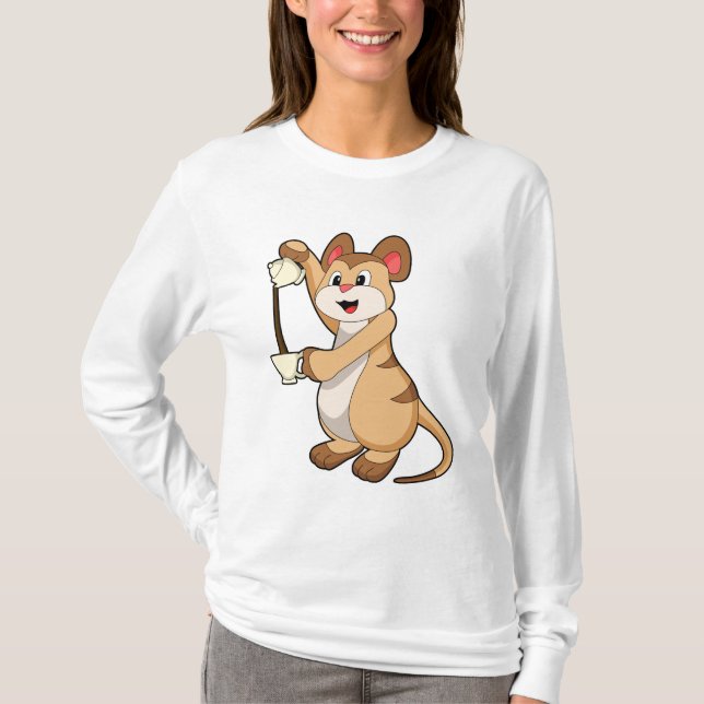 Meerkat mit Kaffeekanne und Kaffee.PNG T-Shirt (Vorderseite)