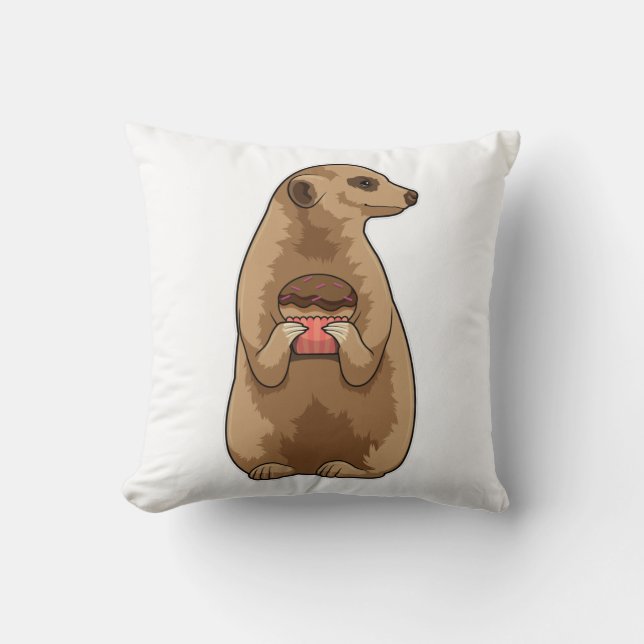 Meerkat mit Muffin Kissen (Vorderseite)