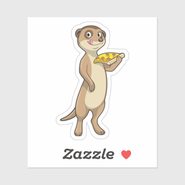 Meerkat mit Pizza Aufkleber (Blatt)