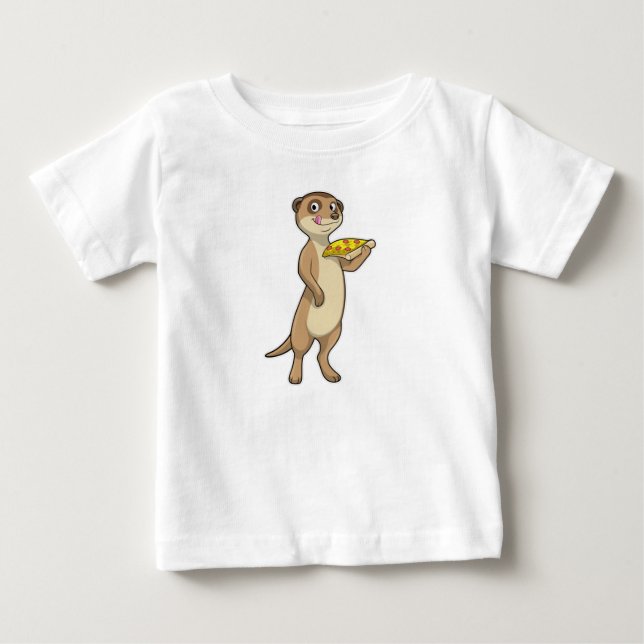 Meerkat mit Pizza Baby T-shirt (Vorderseite)