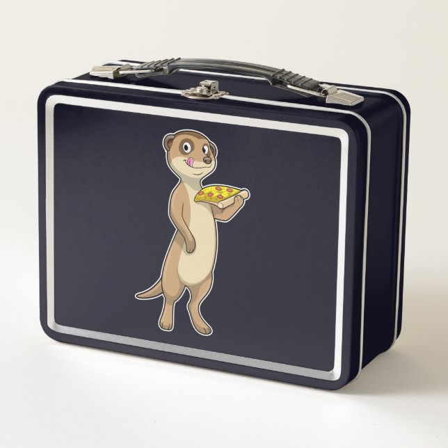 Meerkat mit Pizza Metall Brotdose (Vorderseite)