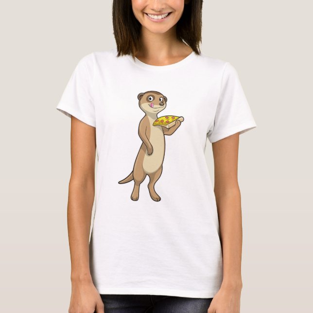 Meerkat mit Pizza T-Shirt (Vorderseite)