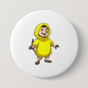 Meerkat mit Raincoat Button