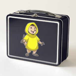 Meerkat mit Raincoat Metall Brotdose