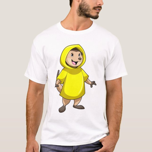 Meerkat mit Raincoat T-Shirt (Vorderseite)
