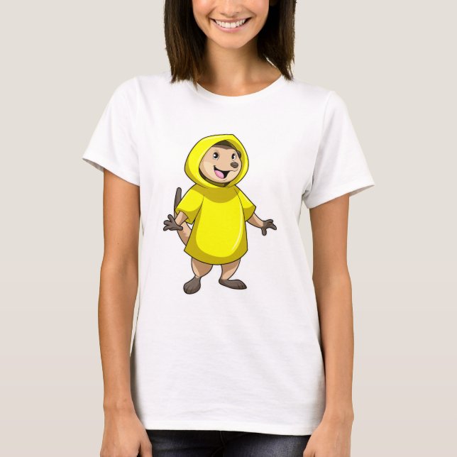 Meerkat mit Raincoat T-Shirt (Vorderseite)