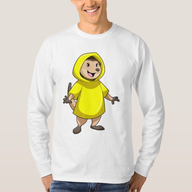 Meerkat mit Raincoat T-Shirt (Vorderseite)