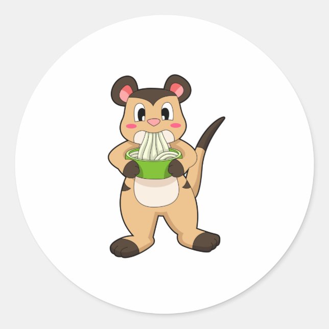 Meerkat mit Ramen Runder Aufkleber (Vorderseite)