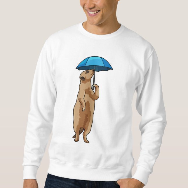 Meerkat mit Schirm Sweatshirt (Vorderseite)