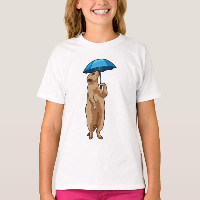 Meerkat mit Schirm T-Shirt (Vorderseite)
