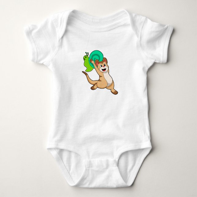 Meerkat mit Snail.PNG Baby Strampler (Vorderseite)