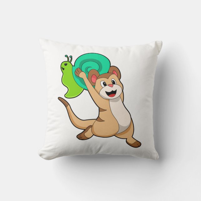Meerkat mit Snail.PNG Kissen (Vorderseite)