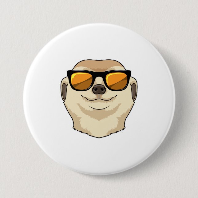 Meerkat mit Sonnenbrille Button (Vorderseite)