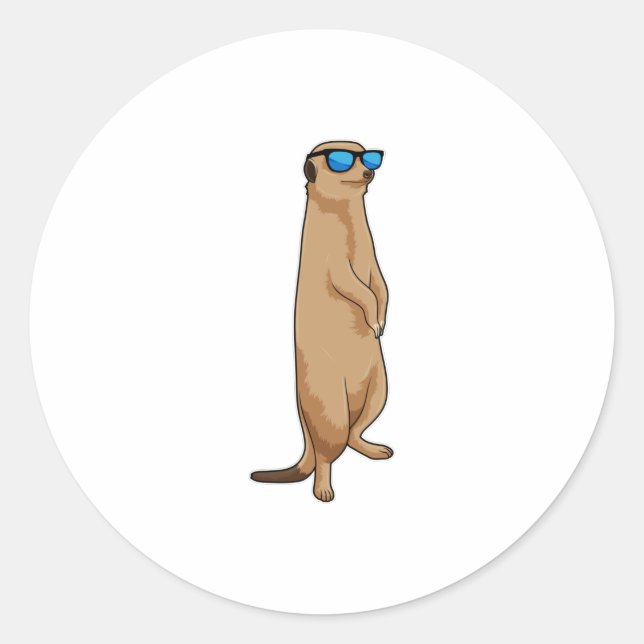 Meerkat mit Sonnenbrille Runder Aufkleber (Vorderseite)