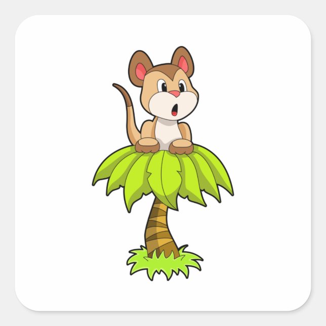 Meerkat mit Tree Quadratischer Aufkleber (Vorderseite)