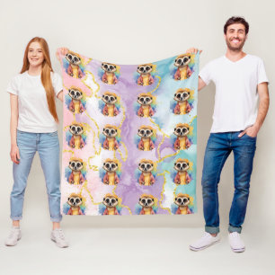 Meerkat Moderner Glitzer Pastel Pattern Fleecedecke
