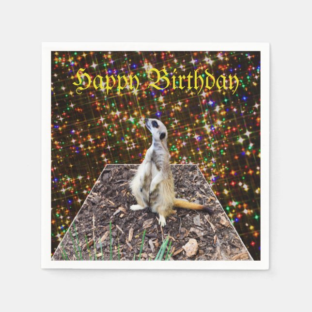 Meerkat On Twinkle Stars Hintergrund Serviette (Vorderseite)