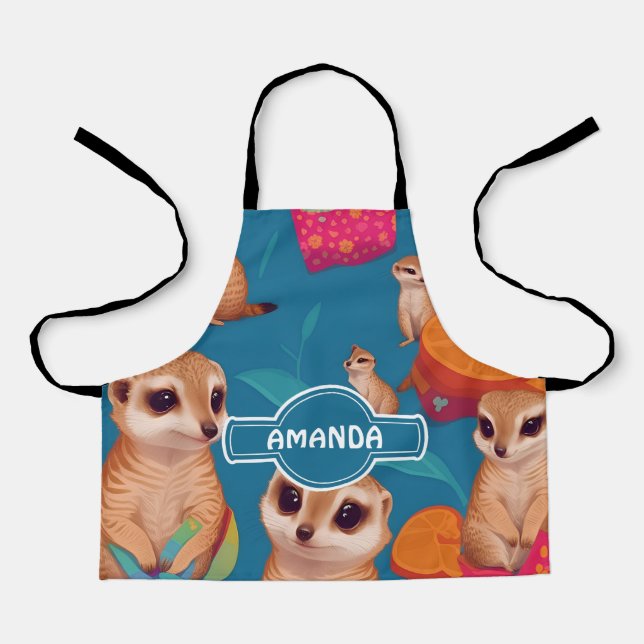 Meerkat Rainbow Personalisiertes Muster Schürze (Vorderseite)