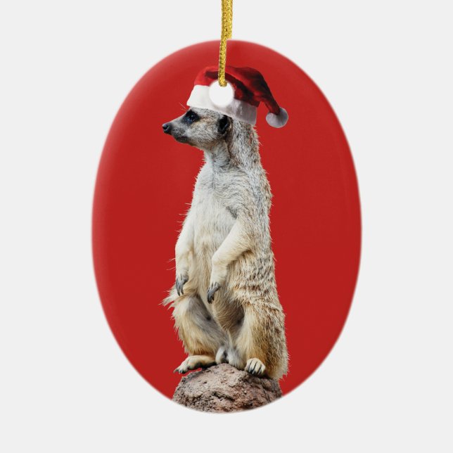 Meerkat Santa Claus Keramik Ornament (Vorne)