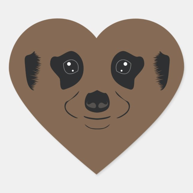 Meerkat-Silhouette Herz-Aufkleber (Vorderseite)