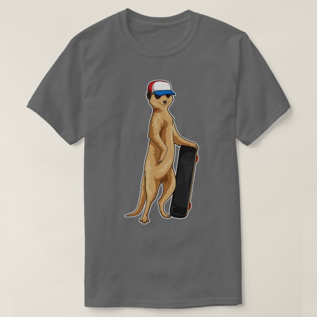 Meerkat Skater Skateboard Sport T-Shirt (Design vorne)