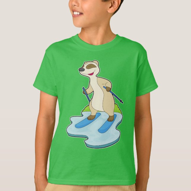 Meerkat Skier Ski T-Shirt (Vorderseite)