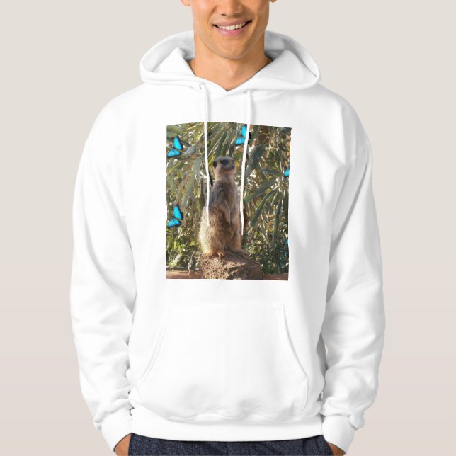 Meerkat und blaue Schmetterlinge, Hoodie (Vorderseite)