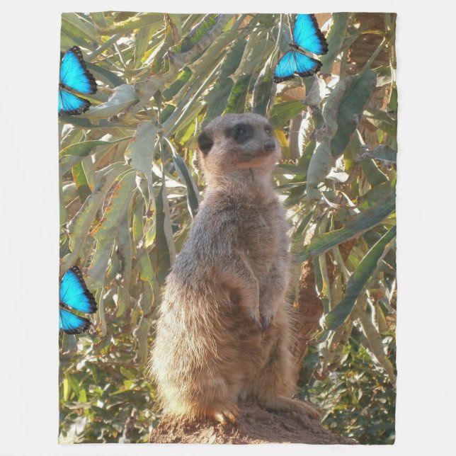 Meerkat und Schmetterlinge, Fleecedecke (Vorderseite)