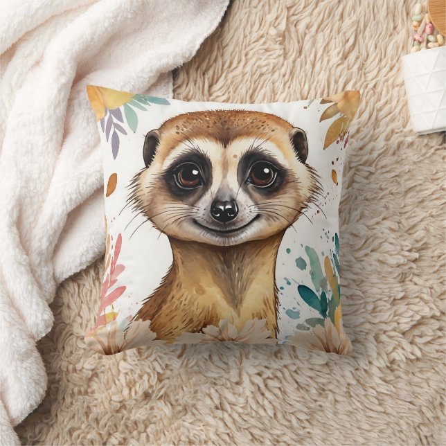 Meerkat Vintag Floral Print Kissen (Decke)
