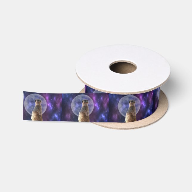 Meerkat vor Vollmond Satinband (Spule)