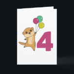 Meerkat Vurth Birthday Balloons Kids Card Karte<br><div class="desc">Das Merkat mit Ballons zu seinem vierten Geburtstag. Für jedes Kind, das vier Jahre alt wird. Niedliche Merkatze für Kinder zum 4. Geburtstag.</div>