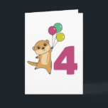 Meerkat Vurth Birthday Balloons Kids Card Karte<br><div class="desc">Das Merkat mit Ballons zu seinem vierten Geburtstag. Für jedes Kind, das vier Jahre alt wird. Niedliche Merkatze für Kinder zum 4. Geburtstag.</div>