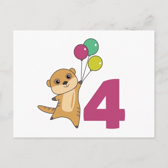 Meerkat Vurth Birthday Balloons Kinder Postkarte (Vorderseite)