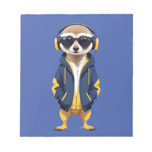 Meerkat Wearing Hoodie Funny Coole Tierart Notizblock