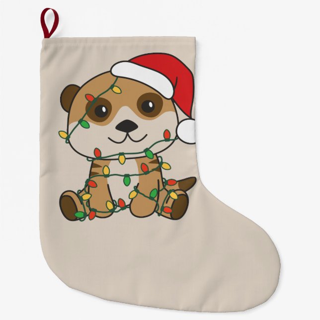 Meerkat Weihnachten Winter Tiere Urlaub Meerkats Großer Weihnachtsstrumpf (Vorderseite)