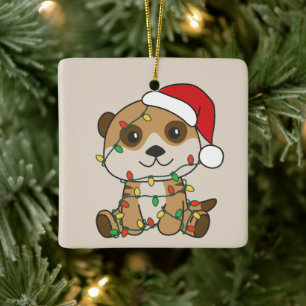 Meerkat Weihnachten Winter Tiere Urlaub Meerkats Keramikornament