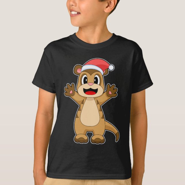 Meerkat Weihnachtshut T-Shirt (Vorderseite)